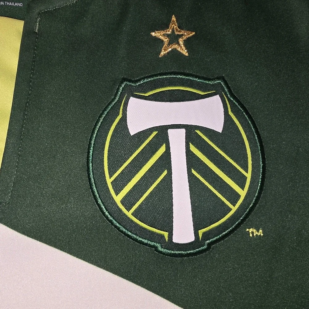 Adidas Portland Timbers MLS Soccer Jersey Green Alaska Airlines Youth XL 15-16Y